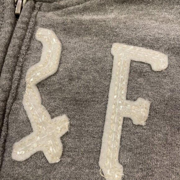 VINTAGE 2000s Y2K ABERCROMBIE GREY SEQUIN HOODIE - Picture 7 of 15